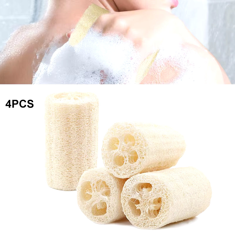 4Pcs/Pack Organic Loofahs Loofah Spa Exfoliating Scrubber Natural Luffa Body Wash Sponge Remove Dead Skin Made Soap 4 Inch